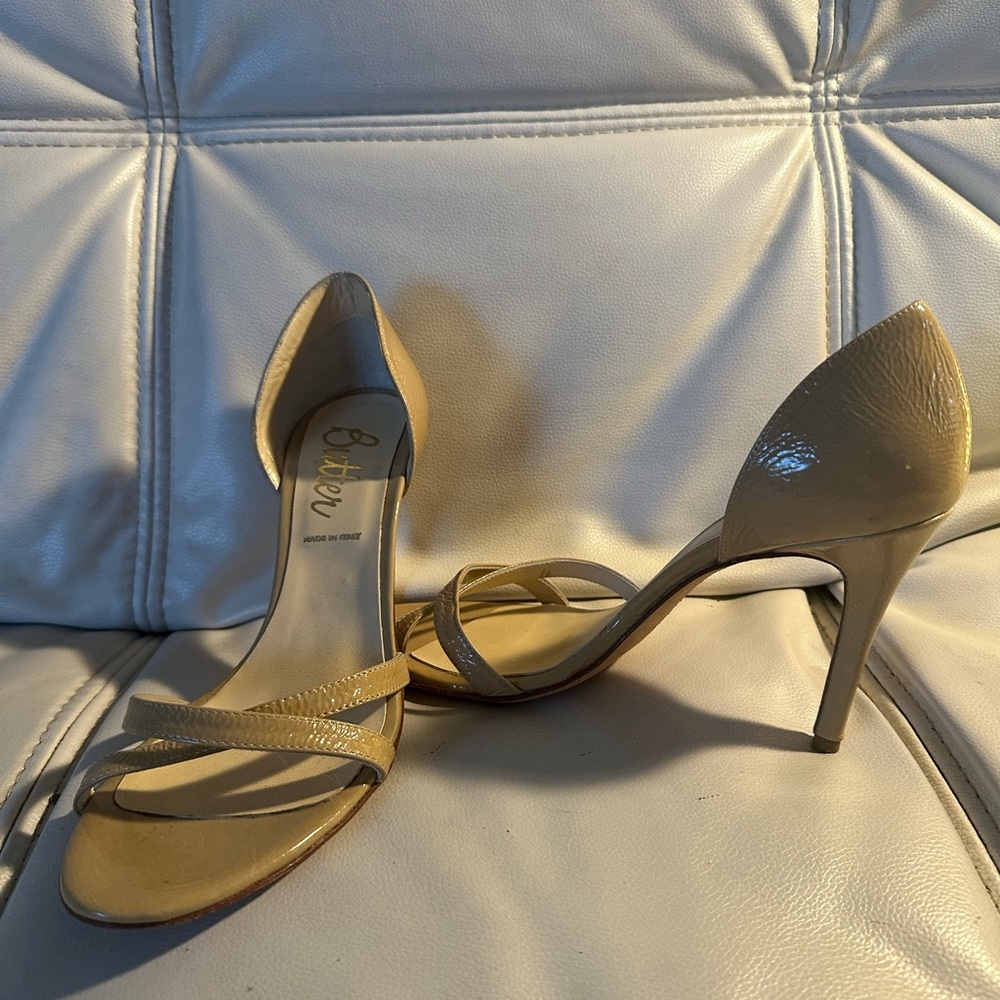 Italian Fashion designer heels - real leather- ocra color